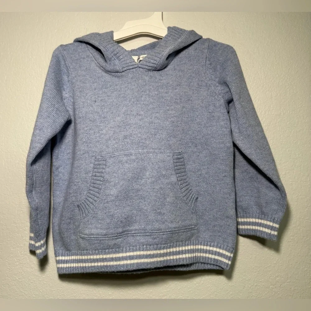 Janie and Jack Boys Girls Blue Striped Knit Hoodie Sweater Size 2T